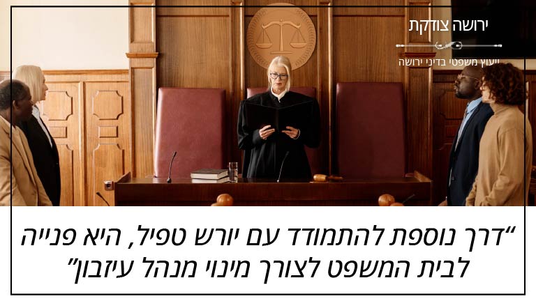 ירושה צודקת - "דרך נוספת להתמודד עם יורש טפיל, היא פנייה לבית המשפט לצורך מינוי מנהל עיזבון"